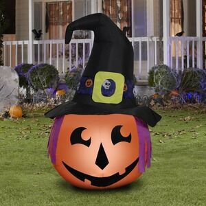 Way To Celebrate Witchy Jack-O-Lantern‎ 3.5 Ft Halloween Airblown Inflatable